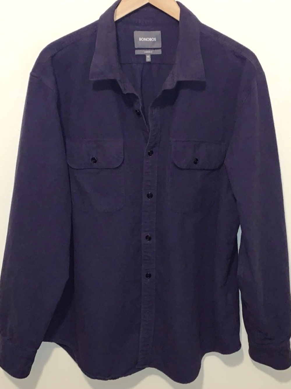 Bonobos Mens Standard Fit Flannel Shirt Brushed Cotton Pocket Button Blue XXL